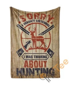 Thinkin About Hunting Sherpa Fleece Blanket Gifts for Family, for Couple