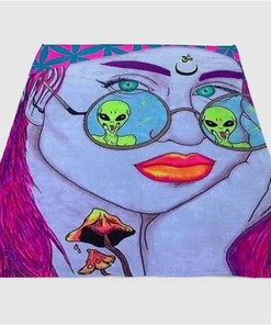 Third Eye Alien Sherpa Fleece Blanket Gifts for Family, for Couple