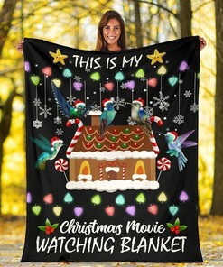 This Is My Christmas Watching Movie Ginger Bead House Sherpa Fleece Blanket Gifts for Family, for Couple