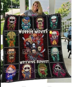 This Is My Horror Movie Watching Quilt Blanket Bedding Set Horror Halloween Quilt Blanket Bedding Set
