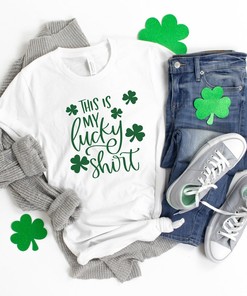 This is my Lucky Shirt, Lucky Shamrock Shirt, Shamrock Tee, Patrick's Day Gift, Patrick's Day Family Matching Shirt, Drinking Shirt