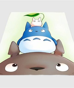 Three Character Totoro Sherpa Fleece Blanket Gifts for Family, for Couple