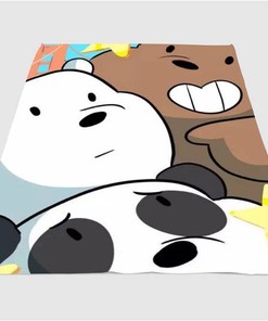 Three We Bare Bears Close Up Sherpa Fleece Blanket Gifts for Family, for Couple