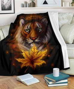 Tiger Face Tiger Lover Sherpa Fleece Blanket Gifts for Family, for Couple