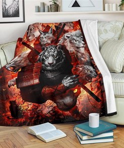 Tiger Ninja Amazing Graphic Sherpa Fleece Blanket Gifts for Family, for Couple