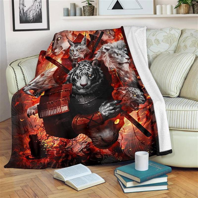 Tiger Ninja Amazing Graphic Sherpa Fleece Blanket Gifts for Family, for Couple