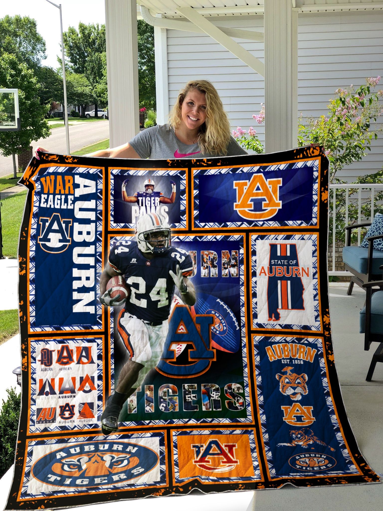 Tigers Colorful Auburn Ncaa Quilt Blanket Bedding Set
