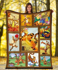 Tigger Winnie The Pooh Friends Sherpa Fleece Blanket Gifts for Family, for Couple