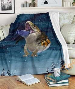 Tiliqua Scincoides Blue Tongued Skink Sherpa Fleece Blanket Gifts for Family, for Couple