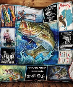 Time Plan For Today Fishing Quilt Blanket Bedding Set