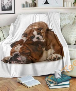 Tired Bulldogs Sherpa Fleece Blanket Gifts for Family, for Couple