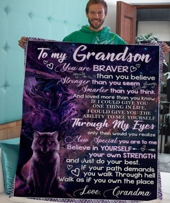 To Grandson Grandma Wolf Braver Blanket Fleece Blanket Quilt Blanket Bedding Set