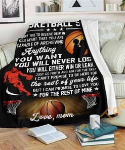 To My Basketball Son Gift Fleece From Mom Sherpa Fleece Blanket Gifts for Family, for Couple