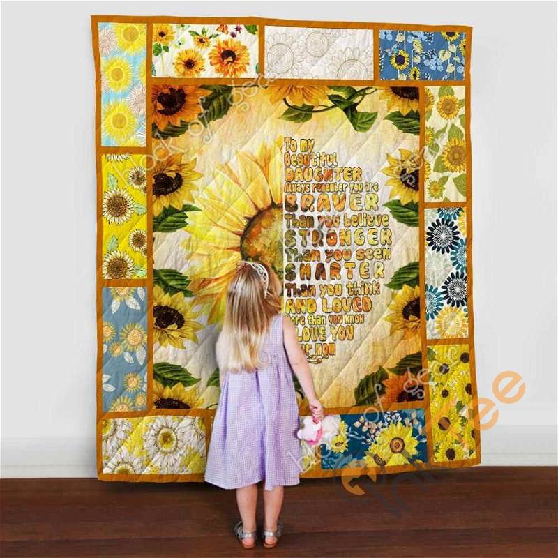 To My Beautiful Daughter, Sunflower Quilt Blanket Bedding Set