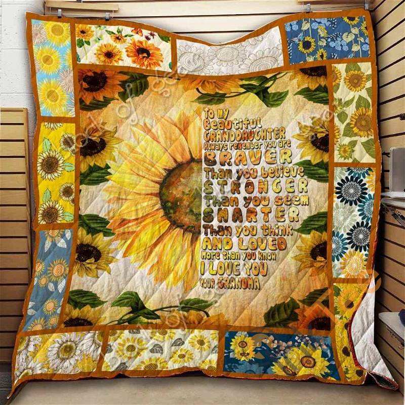 To My Beautiful Granddaughter, Sunflower Quilt Blanket Bedding Set