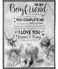 To My Boyfriend Fleece Blanket I Found My Missing Piece You Complete Me Couch
