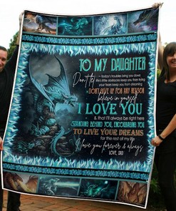 To My Daughter Dragon Live Your Dream From Dad Fleece Blanket Quilt Blanket Bedding Set