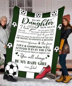 To My Daughter From Dad Football Fleece Blanket S Birthday Sherpa Blanket Mink Blanket Family Blanket Special Daughter Family