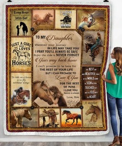 To My Daughter Horse Lover Never Forget Your Way Back Home Fleece Blanket For Daughter