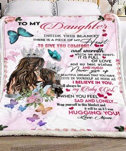 To My Daughter Hugging You Fleece Blanket For Daughter Birthday From Mom To Daughter84