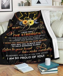 To My Daughter I Am Proud Of You Mom Sherpa Fleece Blanket Gifts for Family, for Couple
