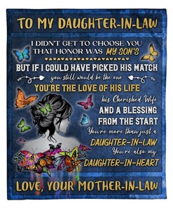 To My Daughter In Law Butterfly Mother In Law Fleece Blanket Family