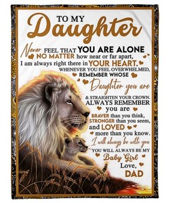 To My Daughter Lion Dad Fleece Blanket Family Gift Home Decor