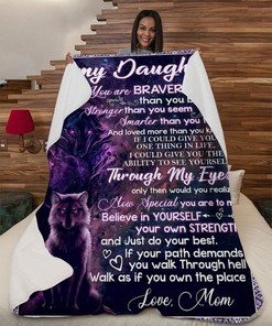 To My Daughter Mom Wolf Braver Blanket Fleece Blanket Quilt Blanket Bedding Set