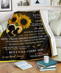 To My Daughter Sunflower From Mom Sherpa Blanket Fleece Blanket Gifts for Fans