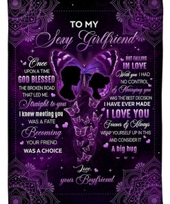 To My Girlfriend I Love You Butterflies Mandala Purple Blanket For Girlfriend Birthday