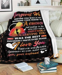 To My Gorgeous Wife Gift Fleece From Husband Sherpa Fleece Blanket Gifts for Family, for Couple