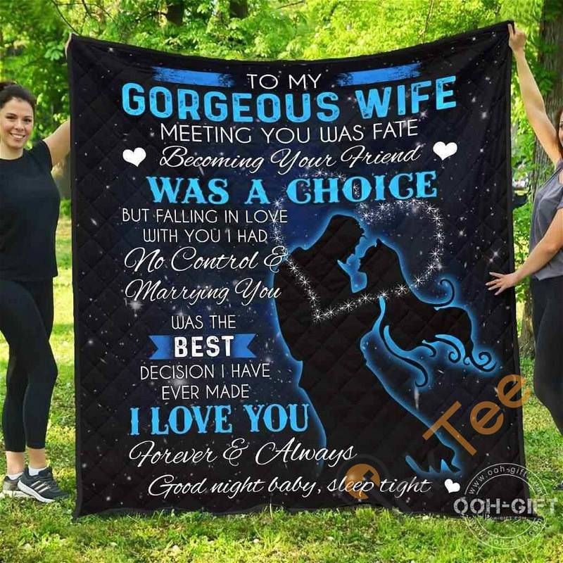 To My Gorgeous Wife I Love You From Husband Quilt Blanket Bedding Set