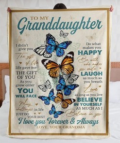 To My Granddaughter Butterfly Blanket I Love You Forever And Always Love You Grandma For Granddaughter Family