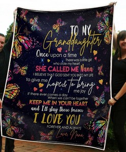 To My Granddaughter Butterfly Keep Me In Your Heart From Nana Fleece Blanket Quilt Blanket Bedding Set