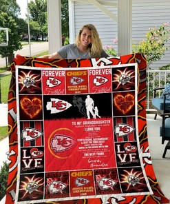 To My Granddaughter Love Grandpa Kansas City Chiefs Quilt Blanket Bedding Set