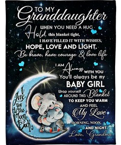 To My Granddaughter Love You To The Moon And Back Fleece Blanket