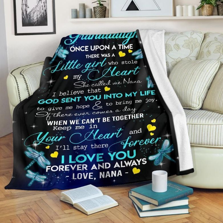 To My Granddaughter Nana Dragonflies Fleece Blanket Quilt Blanket Bedding Set For Granddaughter Family Blanket