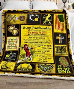 To My Granddaughter Softball Fleece Blanket Quilt Blanket Bedding Set For Granddaughter Family Blanket