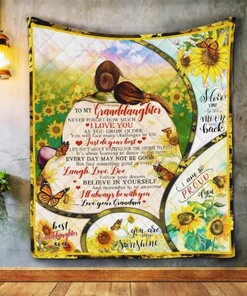 To My Granddaughter Sunflower Never Forget How Much Fleece Blanket From Grandma79