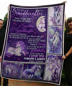 To My Granddaughter Unicorn No Distance From Grandma Fleece Blanket Quilt Blanket Bedding Set