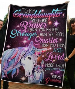 To My Granddaughter Unicorn You Aer Braver Stronger Smarter From Grandma Fleece Blanket Quilt Blanket Bedding Set