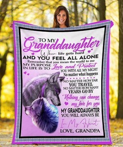 To My Granddaughter Wolf Fleece Blanket Quilt Blanket Birthday Christmas For Granddaughter From Grandpa