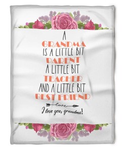 To My Grandma Is A Little Bit Parent A Little Bit Teached Fleece Blanket For Grandparents From Granddaughter For Grandson