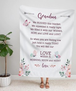 To My Grandma Love Within It Morning Moon And Night Fleece Blanket For Grandparents From Granddaughter For Grandson Bedding