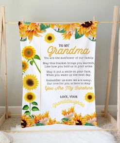 To My Grandma You Are Sunflower Of Our Family Fleece Blanket For Grandparents From Granddaughter For Grandson