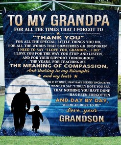 To My Grandpa Fleece Blanket Quilt Blanket Bedding Set Birthday Christmas For Grandfather From Grandson Family Blanket