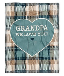 To My Grandpa We Love You Checkerboard Pattern Fleece Blanket For Grandparents From Granddaughter For Grandson Bedding