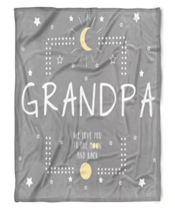 To My Grandpa We Love You To The Moon And Back Fleece Blanket For Grandparents From Granddaughter For Grandson Bedding