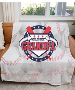To My Grandpa World's Best Grandpa Baseball Fleece Blanket For Grandparents From Granddaughter For Grandson