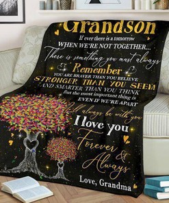 To My Grandson Always Be With You Grandma Sherpa Fleece Blanket Gifts for Family, for Couple